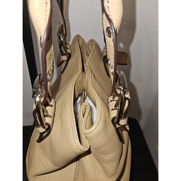 Tignanello Buckle Shoulder Bag Camel Pebble Leather Small 10x7.5x7 - Picture 7 of 14